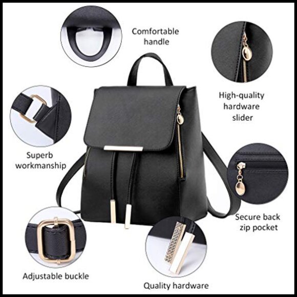 PU Leather Fashion Backpack Daypack Adjustable Straps Chic Travel Rucksack main image 5